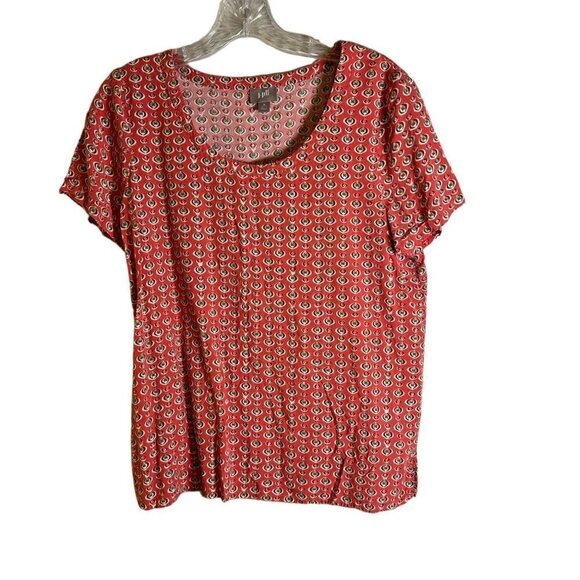 J. Jill Women's Printed Short Sleeve Top Rose Color Size Medium Petite - Picture 1 of 11